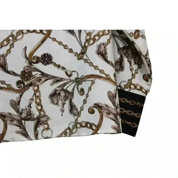 Joseph Ribkoff Blouse Size 10 Equestrian Gold Chain Career Business Casual - Picture 11 of 13